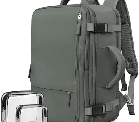 Carry-on Travel Backpack For Women Men Flight Approved, Personal Item Backpack Casual Daypack Waterproof Hand Luggage Bag, Travel Must Haves Essentials, Olive-green